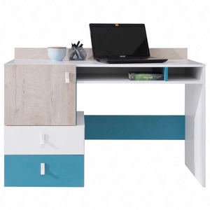 Biurko z szufladami Niko 125 cm białe / dąb / morski stylowe i funkcjonalne do pokoju młodzieżowego