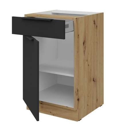 Szafka kuchenna stojąca z szufladą i półką Alatri Ar 50 D 1F 1S BB fronty szafki kuchennej wykończone w technologii anti fingerprint