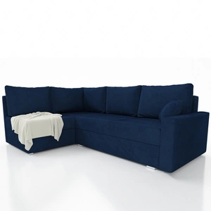 Narożnik z funkcją spania Nofi granatowy lewostronny nowoczesny design prosta i stylowa bryła wpisująca się w każdą aranżację