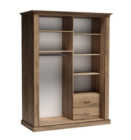 Szafa przesuwna z lustrem Antica 146 cm dąb craft złoty stylowa szafa o rustykalnym charakterze do sypialni lub garderoby