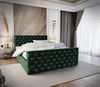 Łóżko tapicerowane Uberaba 160x200 butelkowa zieleń z pojemnikiem w nowoczesnym skandynawskim stylu z pikowanym wezgłowiem i zanóżkiem z kryształkami
