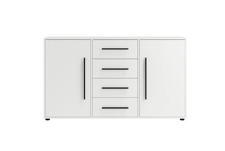 Zestaw mebli do sypialni Maxione biały eleganckie i uniwersalne meble do sypialni gustowne czarne uchwyty wysoka jakość wykonania