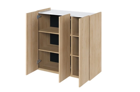 Komoda Easy 95 cm dąb scandi / biały połysk praktyczna i pojemna komoda z designerskim obniżonym blatem wykonana z dbałością o detale