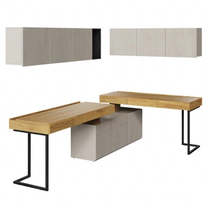 Zestaw mebli Teen Flex hikora naturalna / silk flou / raw steel stylowy zestaw mebli narożny do biura lub pokoju nastolatków