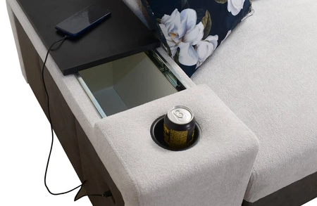 Narożnik z funkcją spania Flavio II szary / grafitowy lewostronny wygodny narożnik rozkładany otwierany barek w boczku mebla