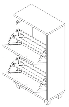 Szafka na buty Maximus 55 cm dąb sonoma jasny nowoczesny design szafki z szufladą na prowadnicach rolkowych obrzeża szafy wykończone specjalną okleiną
