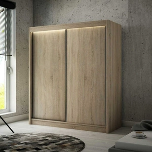 Szafa przesuwna Kristo 200 cm dąb sonoma jasny ergonomiczna oraz bardzo funkcjonalna szafa w nowoczesnej formie o geometrycznych kształtach