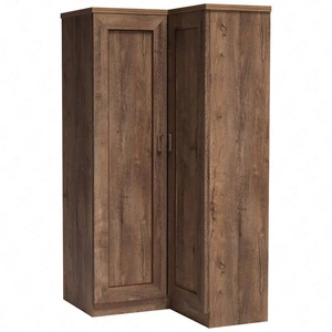 Szafa narożna Tade dąb lefkas elegancka stylistyka mebla wzbogacona o złote metalowe uchwyty idealna szafa do sypialni czy garderoby