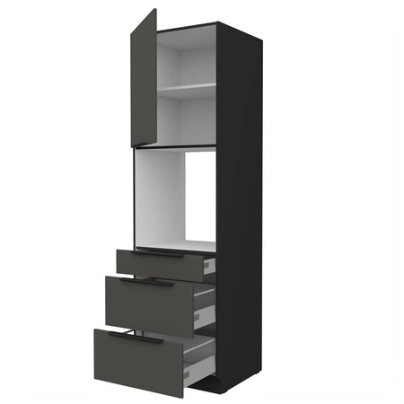 Słupek kuchenny Aversa Bl 60 DPS-210 3S 1F szafka z szufladami do zabudowy piekarnika fronty wykonane w technologii anti fingerprint