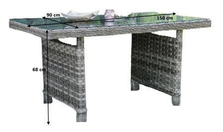 Stół ogrodowy Divino 90x150 cm szary popiel elegancka konstrukcja idealny na taras odporny na szkodliwe warunki atmosferyczne