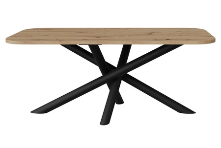 Stół Lyon 90x185 cm dąb artisan / czarny nowoczesny stół do jadalni osadzony na stylowych nogach typu pająk regulacja wysokości