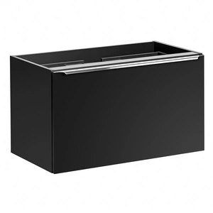 Szafka pod umywalkę nablatową Santa Fe 80 cm czarna funkcjonalna szafka z szufladami i praktycznym organizerem uchwyt krawędziowy