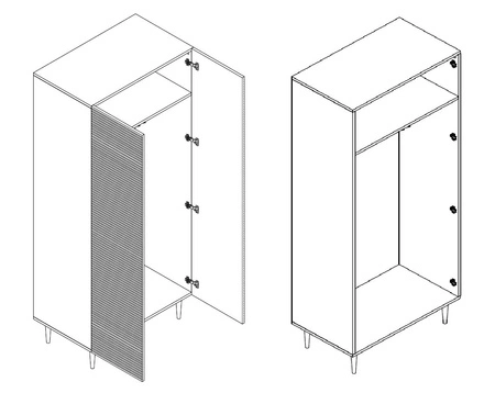 Szafa Salem 90 cm czarne drewno / pistacjowa zieleń szafa do pokoju z ryflowanymi frontami wysokie nogi o eleganckim wykończeniu