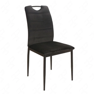 Krzesło tapicerowane Rip 38x43 cm czarne klasyczne oraz ponadczasowe krzesło do jadalni z metalowymi nogami