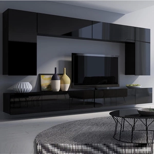 Meblościanka Apulia XIII czarny połysk wyjątkowo stylowa meblościanka proste bryły wpisujące się w każde wnętrze