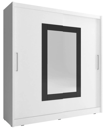 Szafa przesuwna Malmo 200 cm biała nowoczesna szafa idealna do garderoby sypialni lub przedpokoju