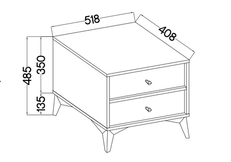 Szafka nocna Kioto I eukaliptus z szufladami idealna szafka do sypialni subtelne uchwyty metalowe nogi