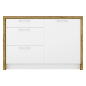 Wyspa kuchenna z szufladami Vita 127 cm dąb artisan / biały połysk funkcjonalny i stylowy mebel do kuchni odporny na działanie wilgoci