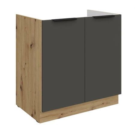 Zestaw mebli kuchennych Aversa Ar 255 cm stylowe szafki kuchenne z frontami wykonanymi w technologii anti fingerprint metalowe uchwyty