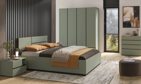 Komoda wysoka Cross 89 cm zielona stylowy design komody z szufladą do sypialni prosta forma w nowoczesnym wydaniu