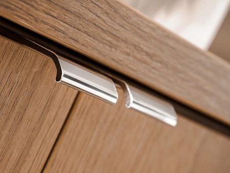 Szafka pod umywalkę Nova 60 cm dąb coast evoke designerska szafka do łazienki z półką metalowe uchwyty krawędziowe w kolorze chromu