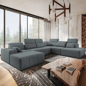 Narożnik z funkcją spania Tesalia X szary lewostronny nowoczesny i komfortowy narożnik z innowacyjną funkcją przesuwanego oparcia