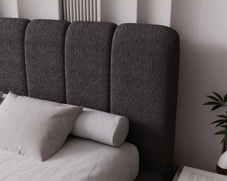Łóżko tapicerowane Malmi 180x200 grafitowe stylowe łóżko z pojemnikiem na pościel wygodny zagłówek zachwyca eleganckim designem