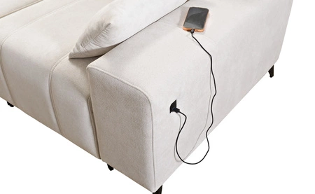 Narożnik z funkcją spania Penejos VIII szary lewostronny stylowy narożnik rozkładany wykonany z wytrzymałej tkaniny