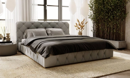 Łóżko tapicerowane Cloud 140x200 szary popiel stylowe łóżko z pojemnikiem na pościel wygodny zagłówek zachwyca eleganckim designem