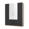 Szafa z lustrem Kastano III 200 cm dąb evoke / czarny stylowy design szafy do sypialni metalowe uchwyty krawędziowe