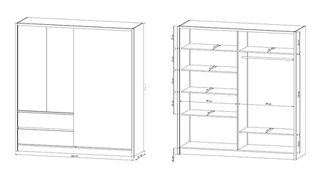 Szafa przesuwna Cento 204 cm biała nowoczesny design szafa idealna do garderoby sypialni lub przedpokoju