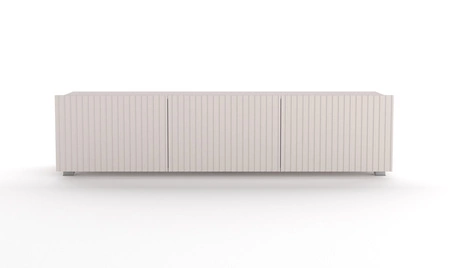 Szafka RTV Colder 150 cm beżowa z możliwością podwieszenia stylowy ryflowany front elegancka forma mebla w nowoczesnym stylu