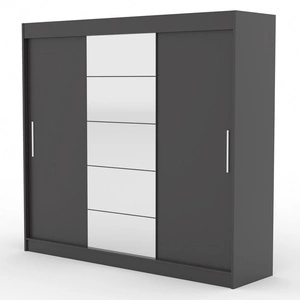 Szafa przesuwna z lustrem Erwin 235 cm antracytowa pojemna i stylowa szafa do sypialni z wewnętrznymi szufladami solidne wykonanie