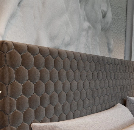 Łóżko kontynentalne Fargo 140x200 butelkowa zieleń w nowoczesnym skandynawskim stylu z charakterystycznym zagłówkiem