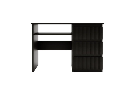 Biurko z szufladami Flexi 110 cm czarne uniwersalne biurko z możliwością montażu szuflad z obu stron dekoracyjne ryflowane fronty