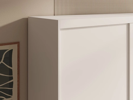 Szafa przesuwna z lustrem Hailey 180 cm biała prosta forma i minimalistyczny wygląd szafa idealnie wpasuje się do każdego wnętrza