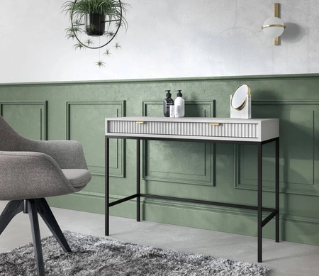 Konsola Lovro szara z szufladami stylowy oraz funkcjonalny mebel do przedpokoju salonu czy biura