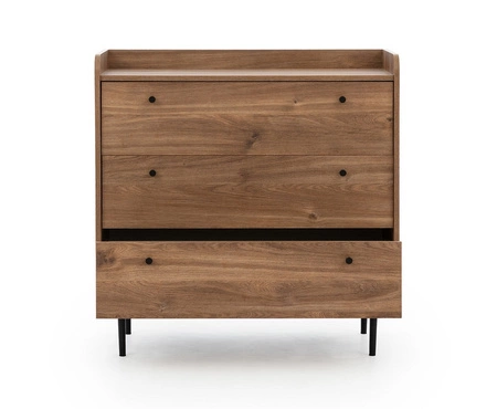 Komoda z szufladami Apallo 90 cm dąb brandy castello oryginalny design wysokie ranty blatu bryła osadzona na metalowych nogach