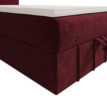 Łóżko kontynentalne Casey 120x200 bordowe w nowoczesnym skandynawskim stylu z tapicerowanym zagłówkiem łóżko z pojemnikiem