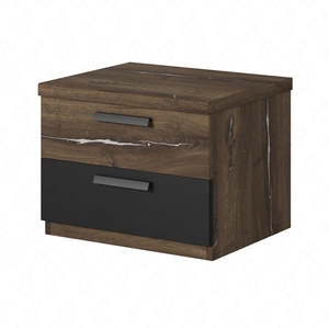 Szafka nocna Sigma dąb flagstaff / czarny z srebrną wstawką szafka z szufladami to funkcjonalny mebel w ponadczasowym designie