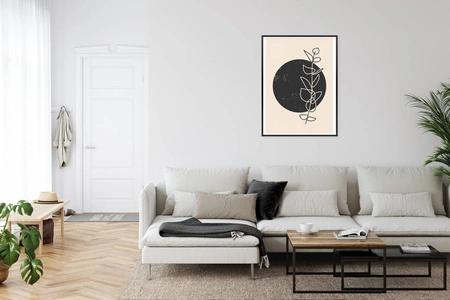Plakat minimalistyczna gałązka 70x100 plakat w ramie precyzyjny wydruk ze stylową grafiką doskonała dekoracja do salonu lub sypialni