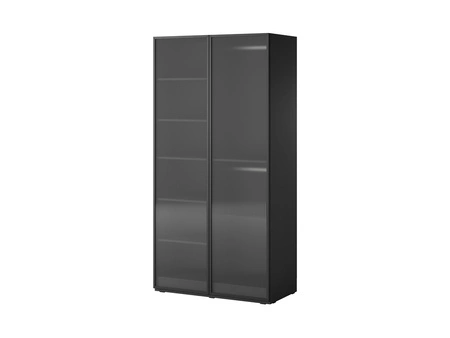 Szafa Sandbox 101 cm czarna elegancka i funkcjonalna szafa z przeszklonymi frontami mebel z kolekcji szaf modułowych szkło ryflowane