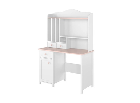 Zestaw mebli Luna biały / różowy eleganckie i stylowe meble do pokoju dziewczęcego o subtelnym wykończeniu modna kolorystyka