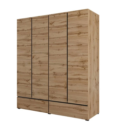 Zestaw mebli do sypialni Cross dąb wotan eleganckie i uniwersalne meble do sypialni geometryczny kształt pojemne szuflady