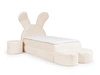 Łóżko kontynentalne Beti Plus 100x200 beżowe uroczy design unikatowy zagłówek w kształcie króliczka łózko z szafkami nocnymi i pufami