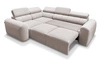 Narożnik z funkcją spania Cantare II Lux beżowy lewostronny komfortowy narożnik do salonu z podnoszonym podnóżkiem miękka tkanina