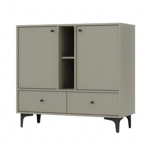 Komoda z szufladami Kioto I 100 cm eukaliptus nowoczesny design metalowe dodatki w kolorze czarnym komoda o oryginalnej stylistyce