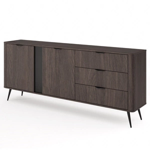 Komoda z szufladami Veris 195 cm dąb dunin / czarny nowoczesny design komody do salonu stylowe uchwyty krawędziowe modna kolorystyka