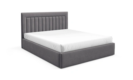 Łóżko tapicerowane Togo 140x200 ciemny szary eleganckie i funkcjonalne łóżko do sypialni gustowne pionowe przeszycia na wezgłowiu