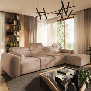 Narożnik z funkcją spania Cantare XII łososiowy prawostronny estetyczny i niezwykle komfortowy narożnik z pojemnikiem na pościel